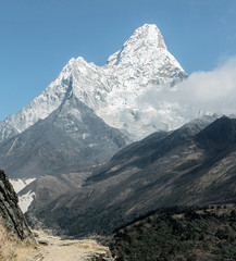 View to the Ama Dablam (6814 m) from the trek near Dingboche - Everest region, Nepal, Himalayas