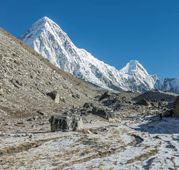 View to the Ama Dablam (6814 m) from the trek near Dingboche - Everest region, Nepal, Himalayas