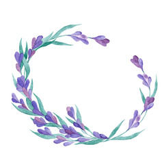 Watercolor vector lavender wreath