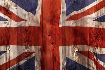 National flag of United Kingdom, wooden background