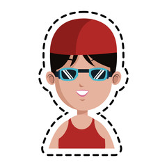 woman swimmer cartoon icon image vector illustration design 