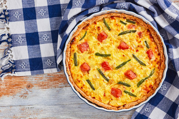 Salmon and green bean quiche tart
