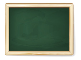 Blank green chalkboard with wooden border