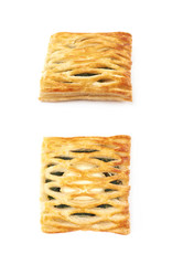 Spinach and cheese bun pastry isolated