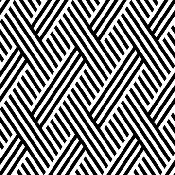 Vector seamless pattern. Modern stylish texture. Monochrome geometrical pattern. Interlacing bands.