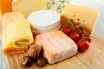 Different sorts of cheese isolated on white background