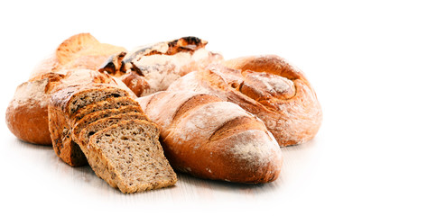 Variety of baking products isolated on white