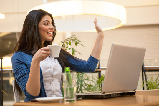 young woman on coffee break