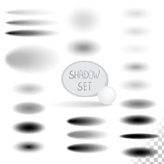 Oval shadows set. Vector design elements.