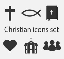 Naklejka premium Modern christian icons set. Christian sign and symbol collection. Vector illustration.