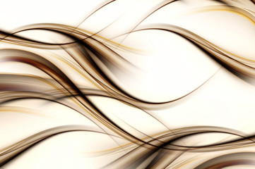 Gold brown bright waves art. Blurred effect background. Abstract creative graphic design. Decorative fractal style.