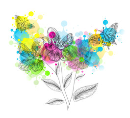 Creative flowers with butterflies