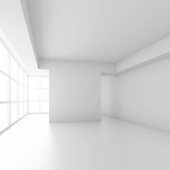 White Empty Room with Window. Abstract Architecture Background