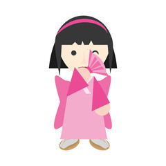 japanese girl performing fan and diadem vector illustration eps 10