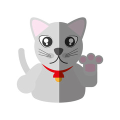 maneki neko - cat japanese shadow vector illustration eps 10
