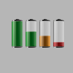 Battery charge status, set of vector illustration