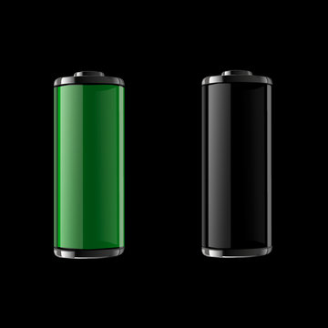 Battery charge status, set of vector illustration