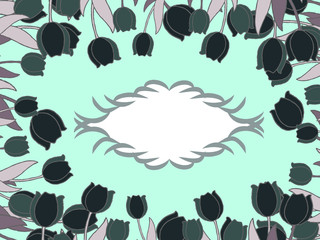 Frame of tulips in colors, vector