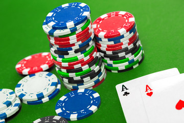 poker chips on the table