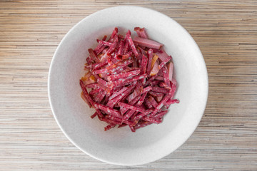 Sliced ham and salami / Bowl with sliced ham and salami