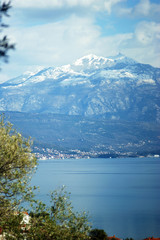 View of mount Lovcen in Boka Bay, Montenegro