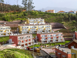 Fototapeta premium Modern apartment house, Portugal, Madeira, South Coast