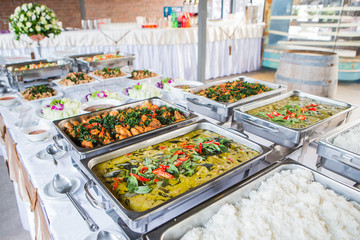Many kind of Thai food in party