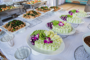 Many kind of Thai food in party