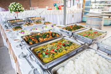 Many kind of Thai food in party