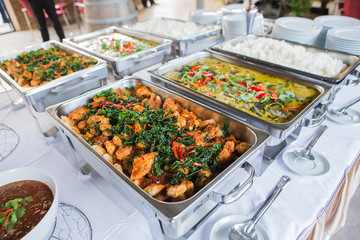 Many kind of Thai food in party