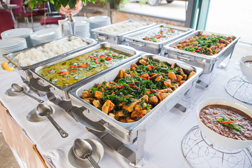Many kind of Thai food in party