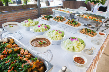 Many kind of Thai food in party