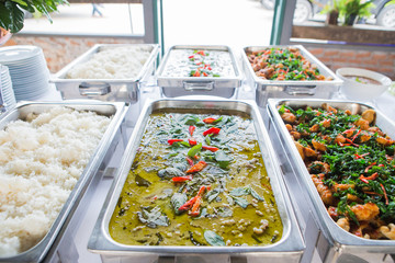 Many kind of Thai food in party