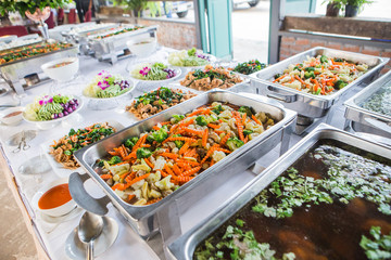 Many kind of Thai food in party
