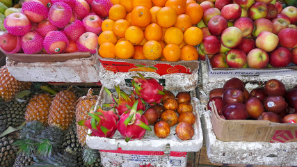tropic fresh fruits on the market