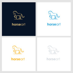 horse line company logo. wild animal logo with minimalist concept