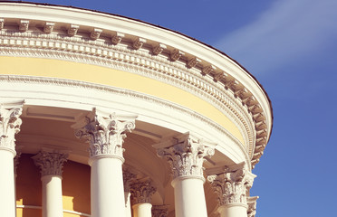 Closeup of building with columns in neoclassical style