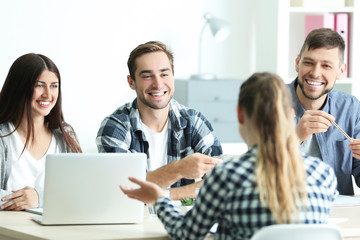 Job applicant having interview in office