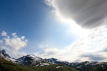 View of a mountain and lake in winter