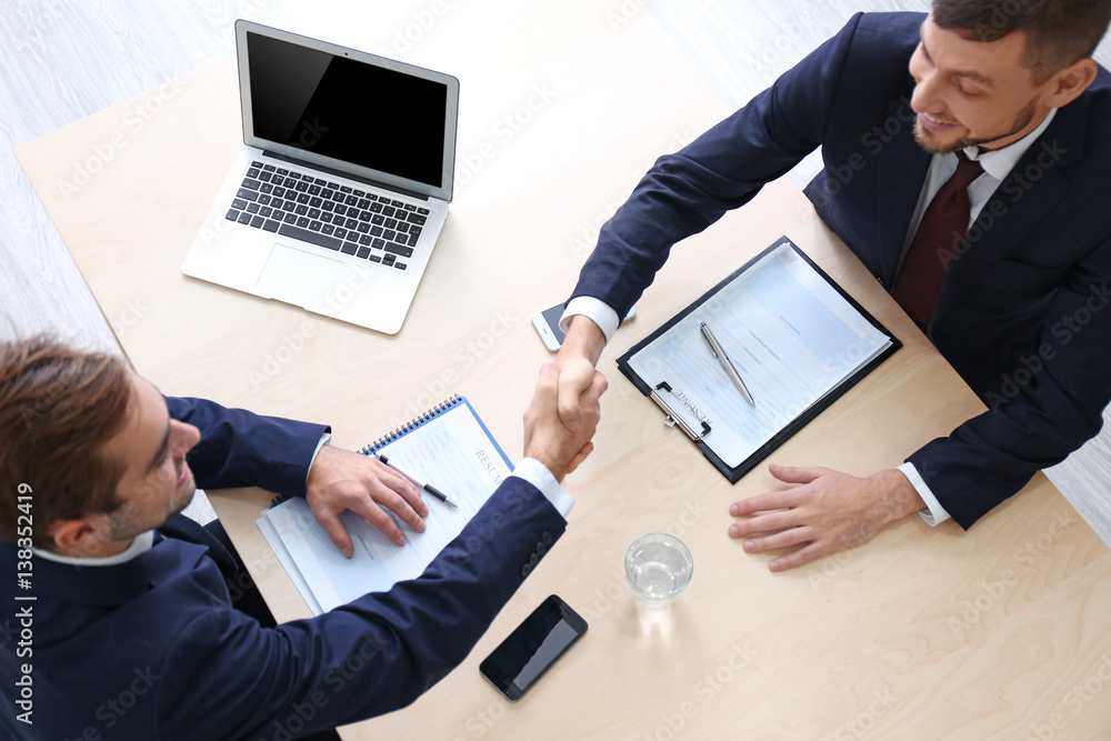 Sticker Employer and applicant shaking hands after interview