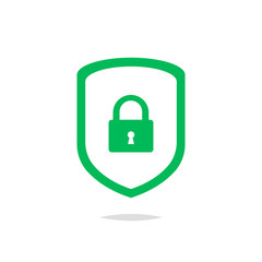 Shield with lock icon vector