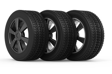 black tire with black wheel disk