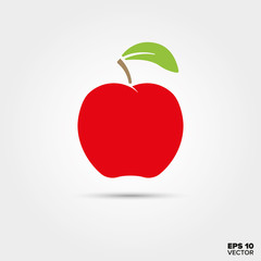 Red apple with leaf vector icon