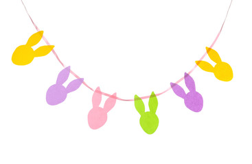Paper Easter garland on white background