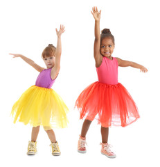 Naklejka premium Cute little ballerinas on white background
