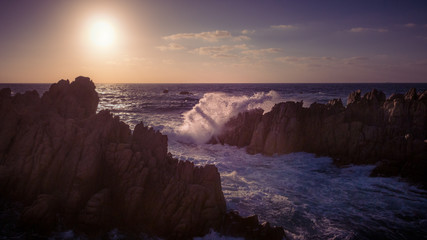 stormy sea at sunset