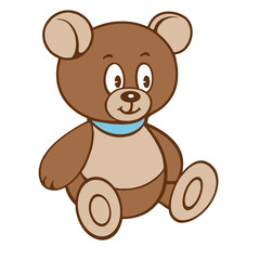 Cartoon teddy Bear. Vector illustration on a white background.