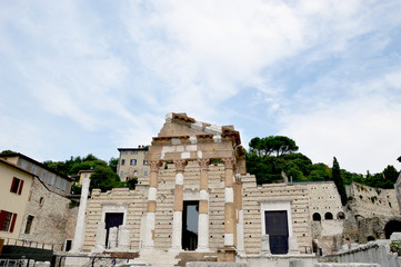 Fototapeta na wymiar Ancient Roman ruins in the heart of the city of Brescia - Italy