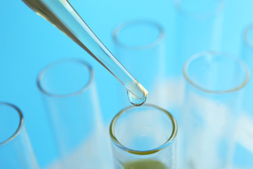 Dropper with test tubes, closeup