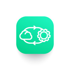 cloud technology line icon on green shape